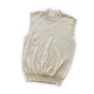 Cupcakes and Cashmere Viscose Blend Cream Knit Mock Neck Sleeveless Top Medium